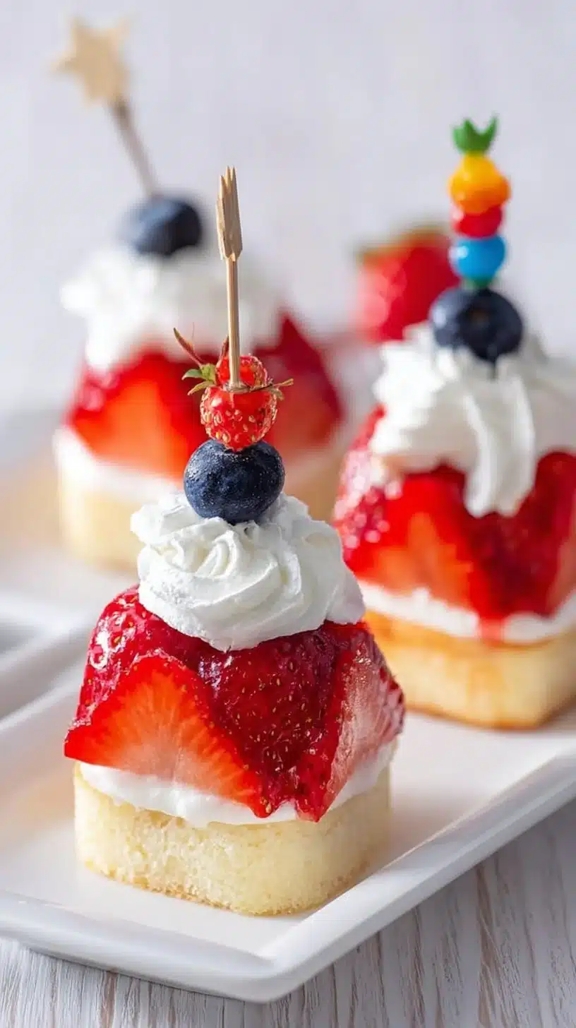 Mini Strawberry Shortcake Bites served on a plate for dessert