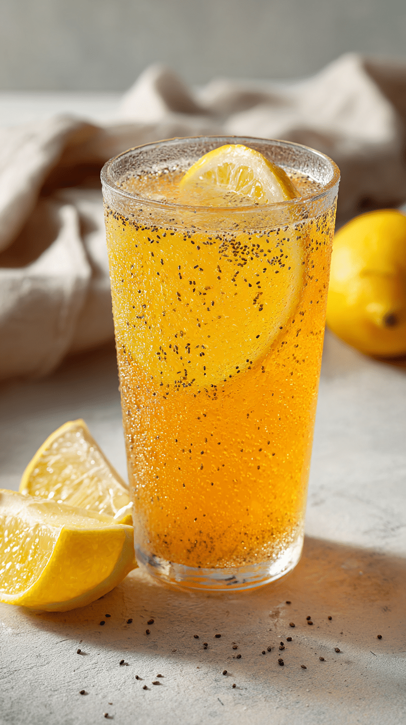 Natural Zepbound recipe drink with apple cider vinegar lemon chia seeds and ginger