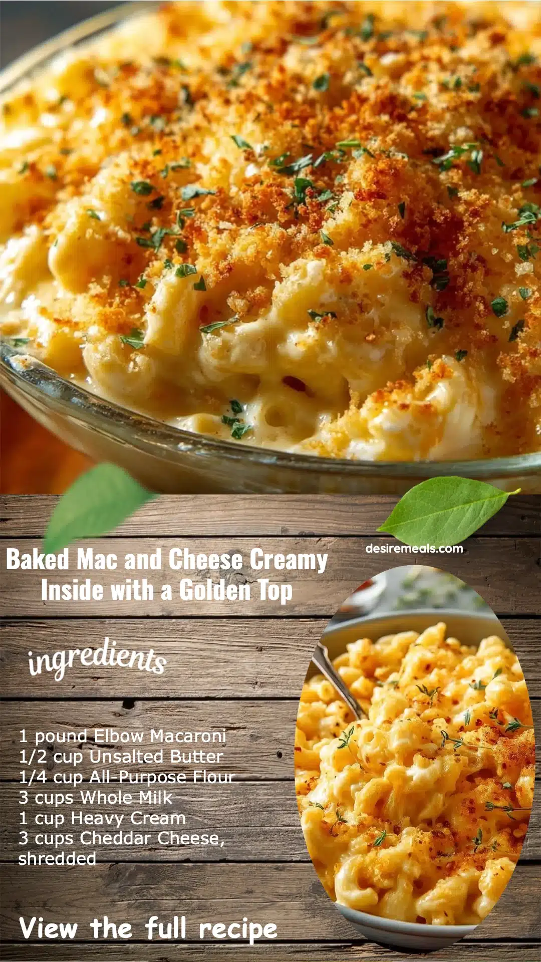 Baked Mac and Cheese Creamy Inside with a Golden Top