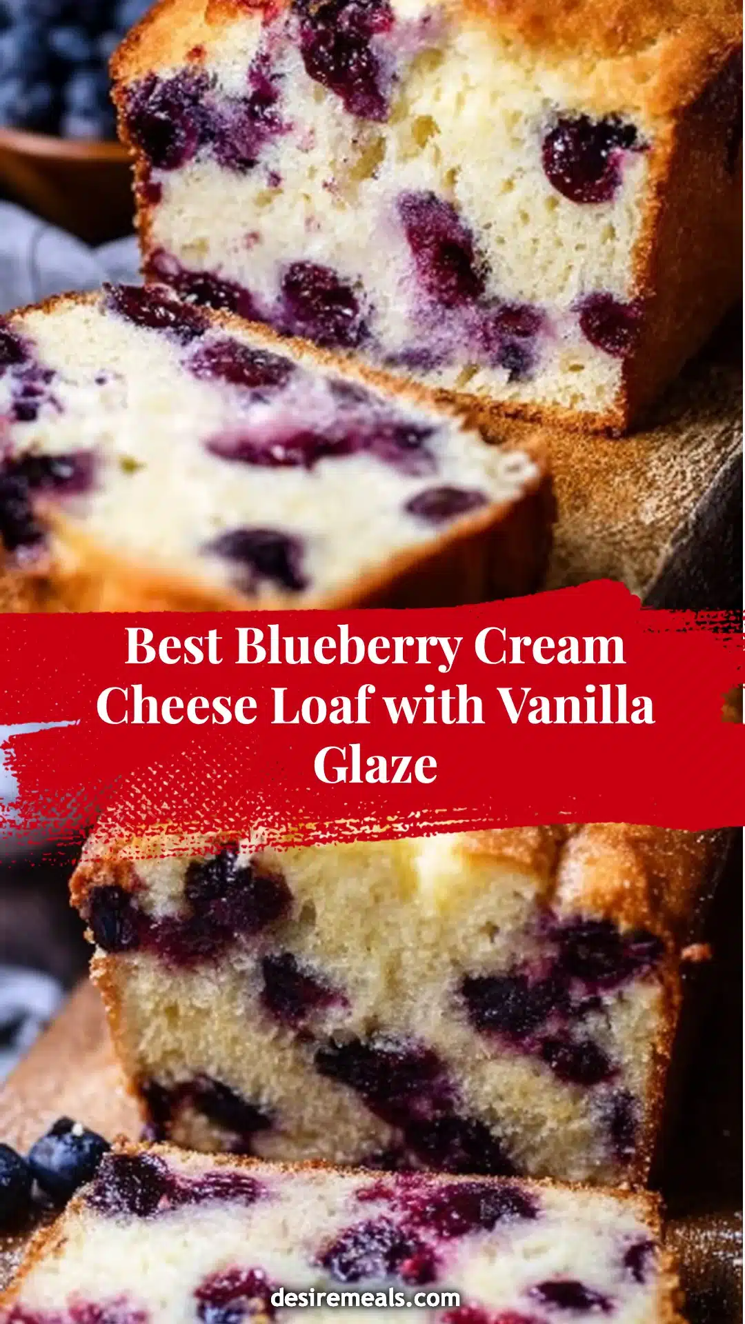 Best Blueberry Cream Cheese Loaf with Vanilla Glaze
