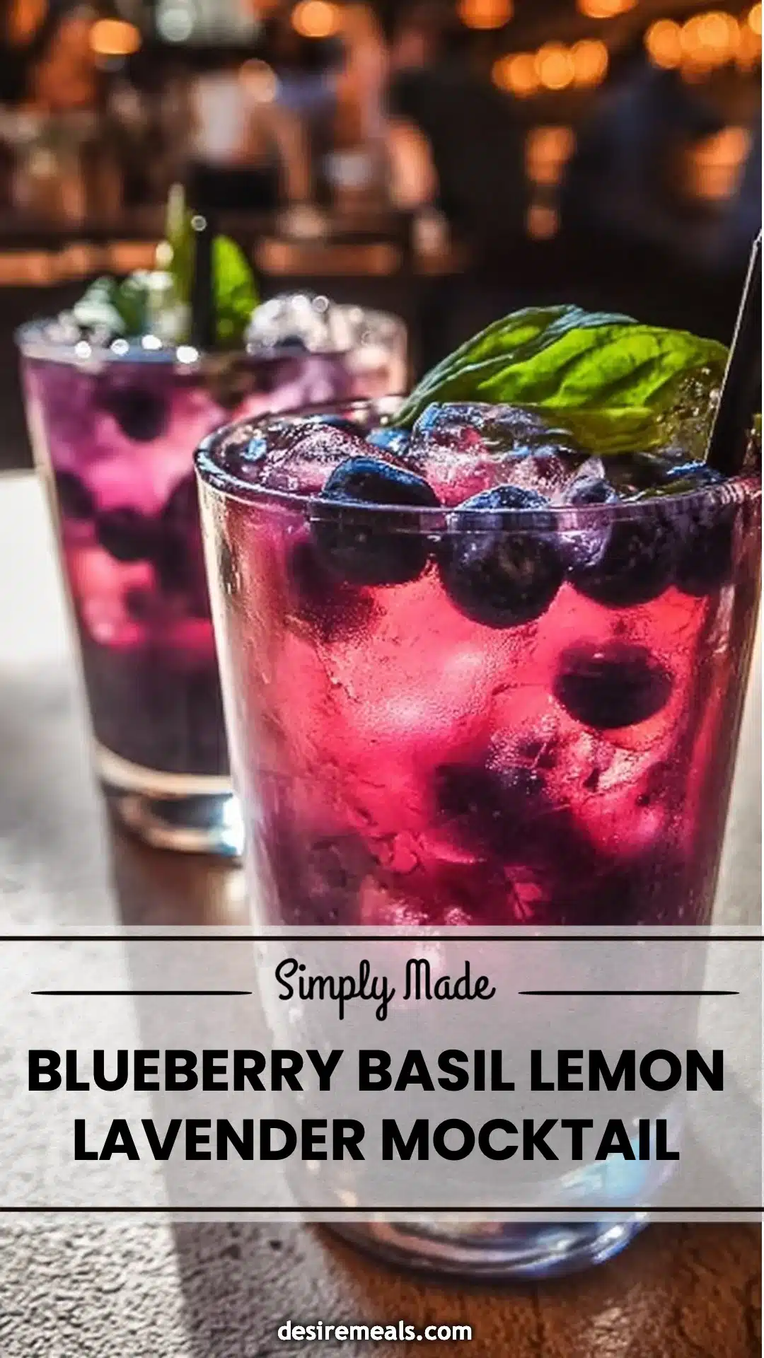 Blueberry Basil Lemon Lavender Mocktail