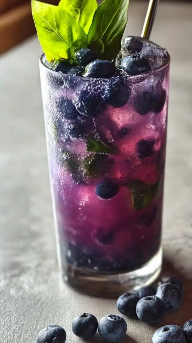 Blueberry Basil Lemon Lavender Mocktail