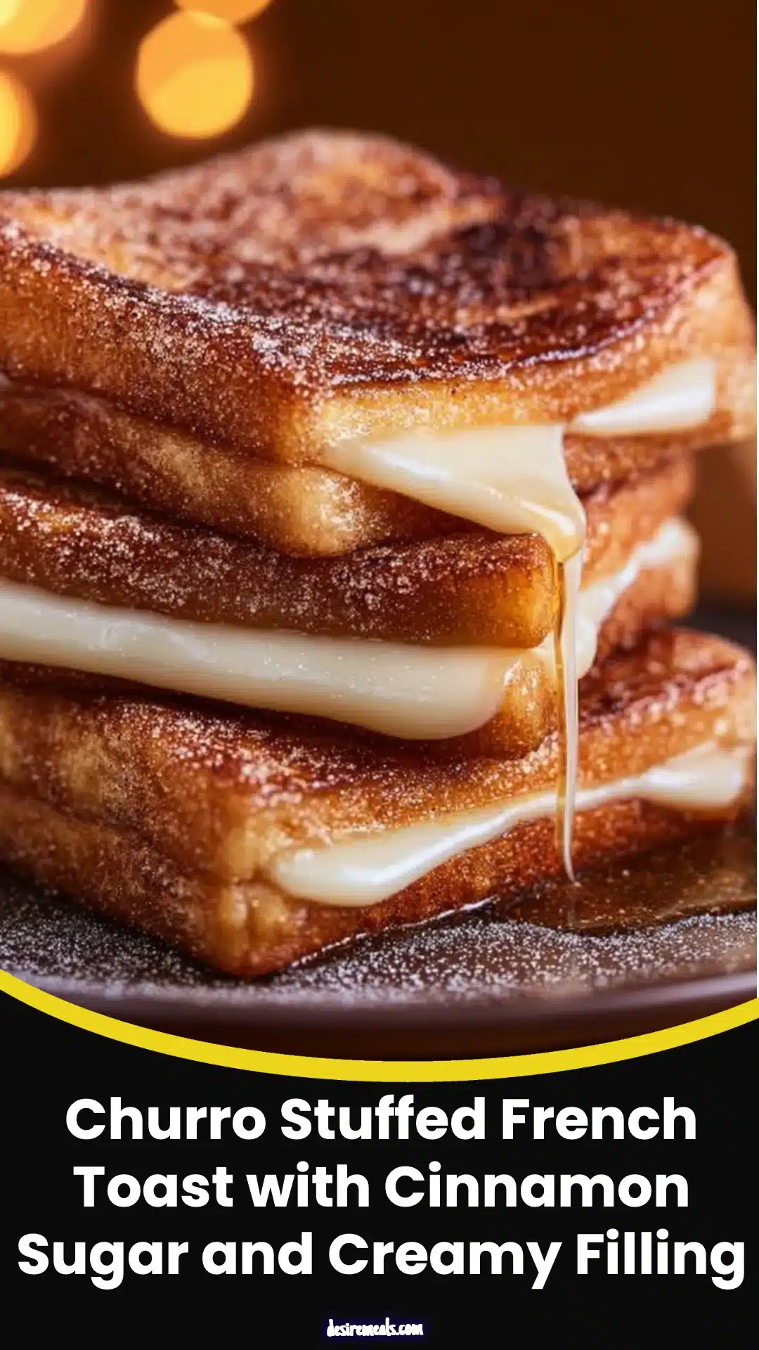 Churro Stuffed French Toast with Cinnamon Sugar and Creamy Filling