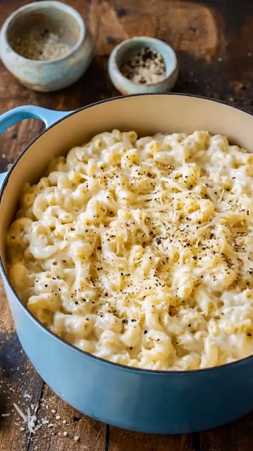 Creamy classic white cheddar mac and cheese in a bowl