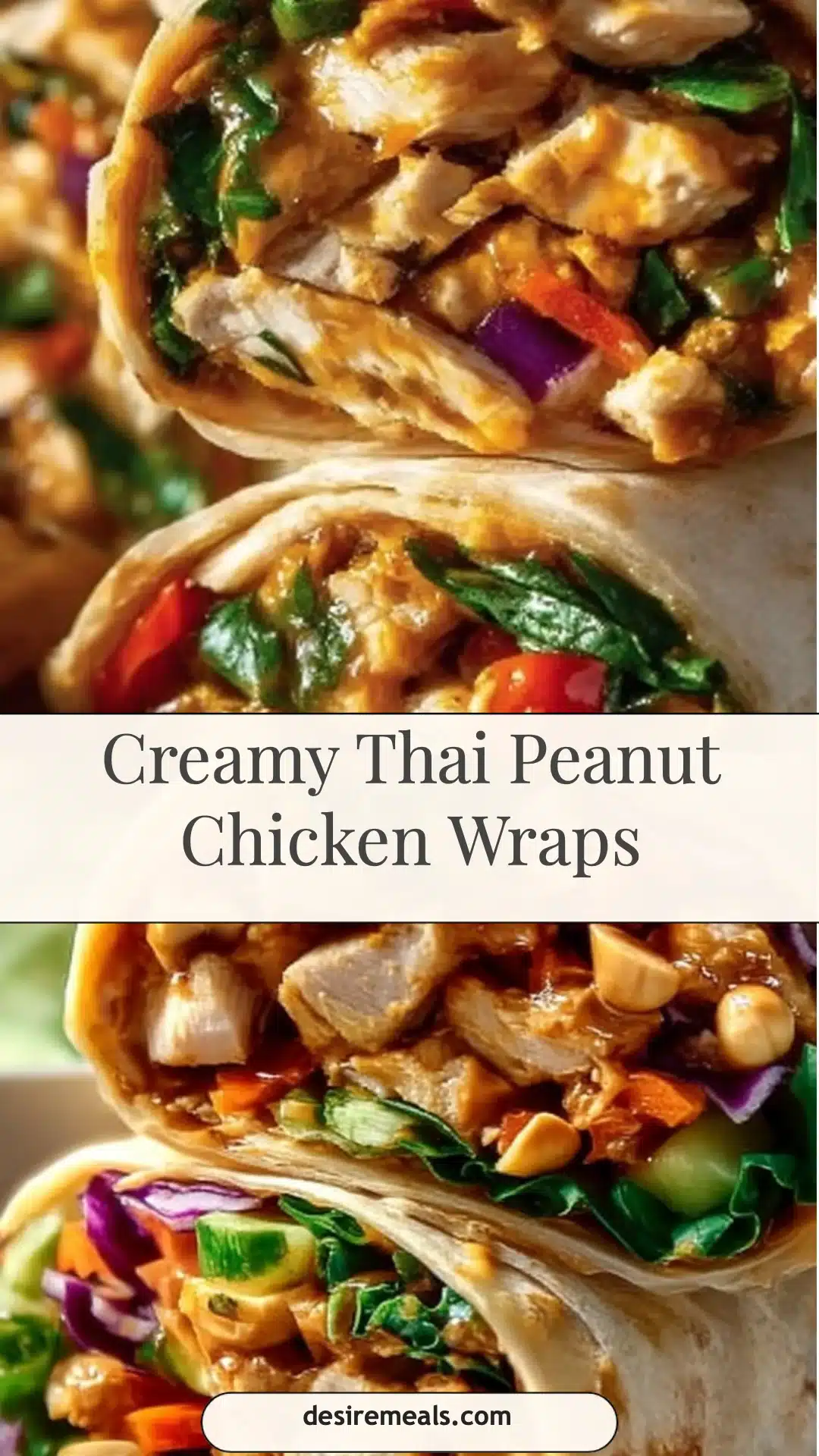Creamy Thai Peanut Chicken Wraps