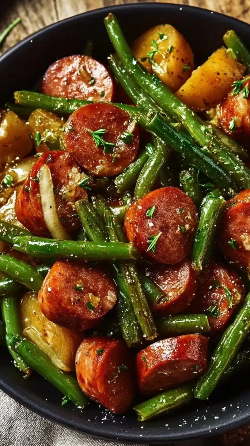 Crockpot Sausage and Green Beans
