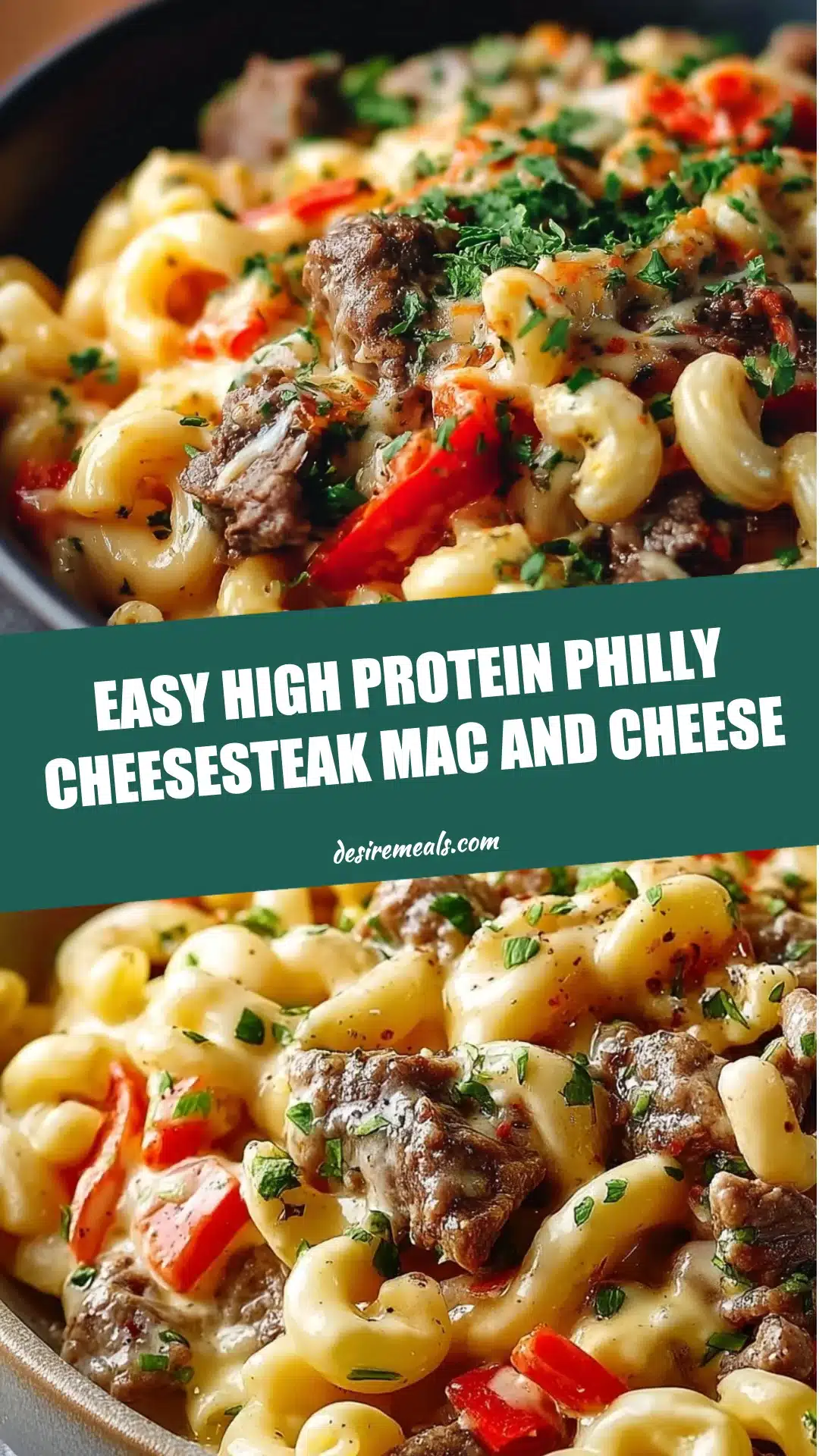 Easy High Protein Philly Cheesesteak Mac and Cheese