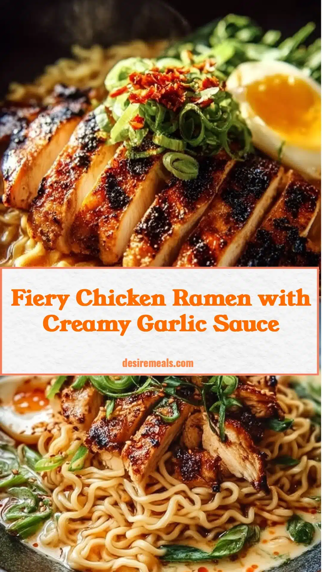 Fiery Chicken Ramen with Creamy Garlic Sauce