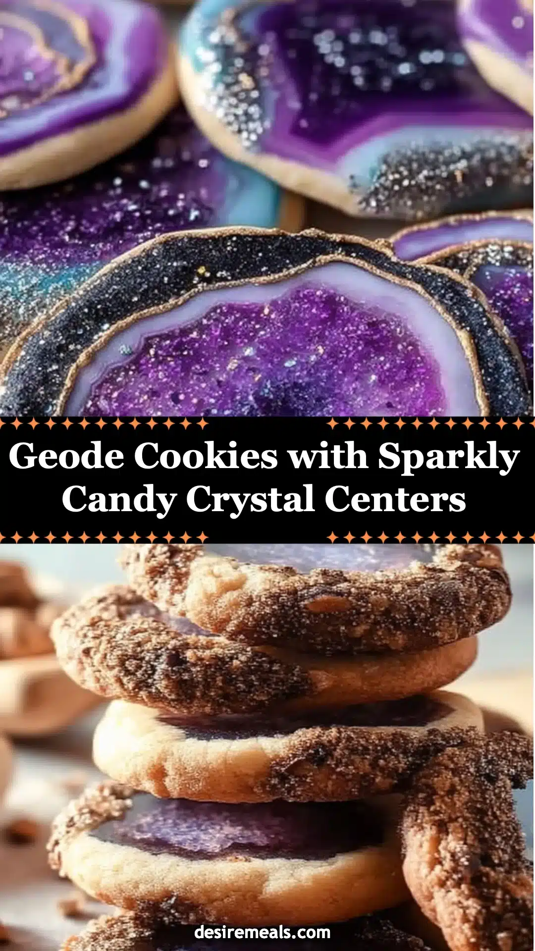 Geode Cookies with Sparkly Candy Crystal Centers