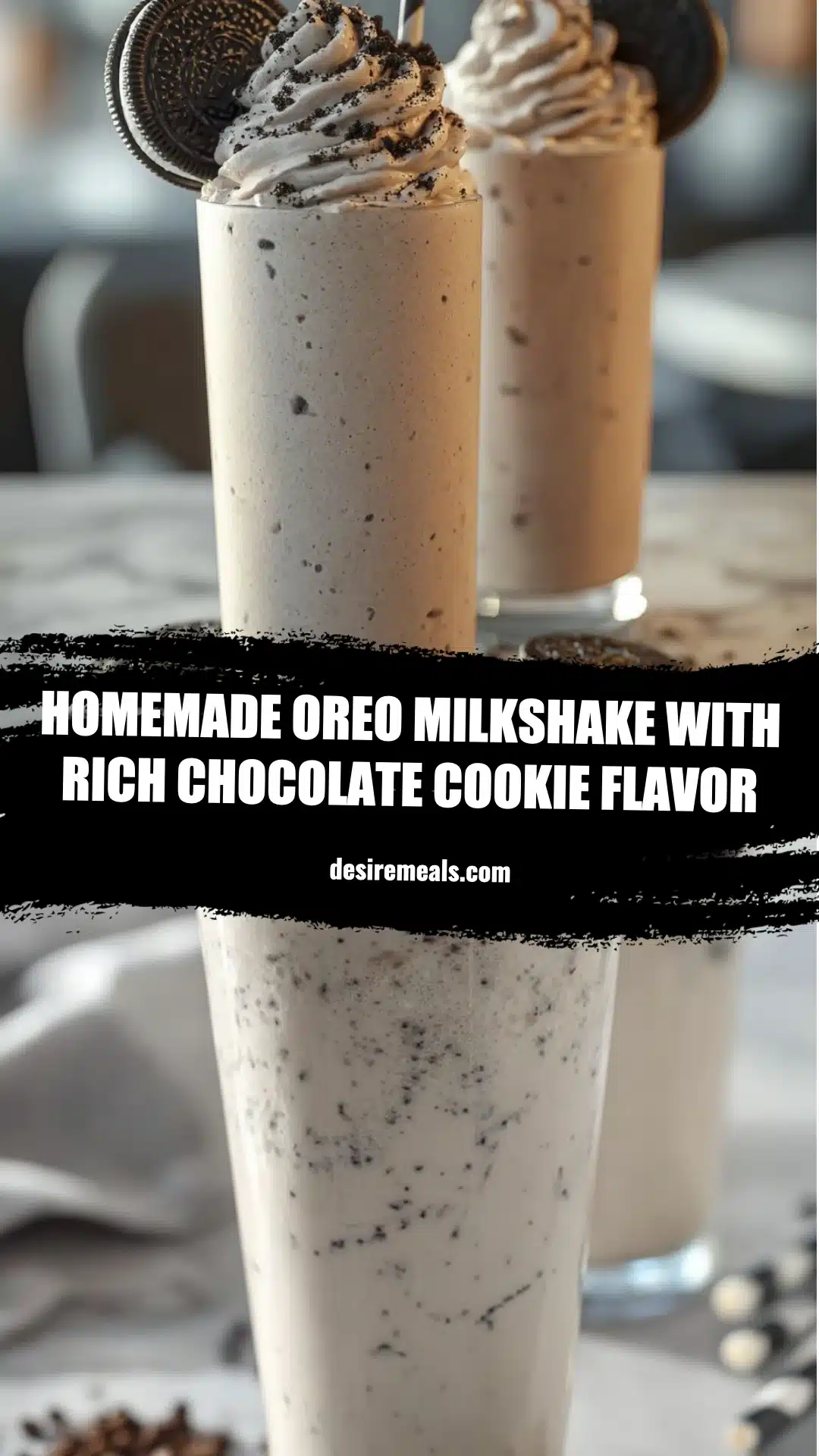 Homemade Oreo Milkshake with Rich Chocolate Cookie Flavor