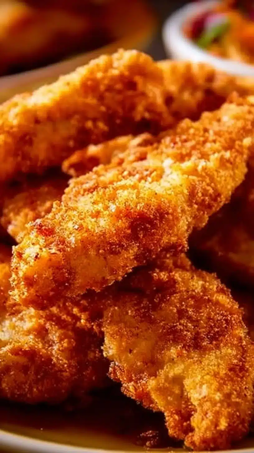 Homemade Raising Cane's chicken fingers served with dipping sauce