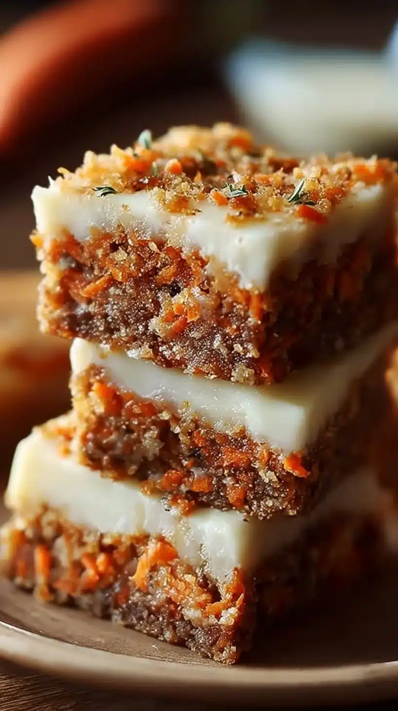 Irresistibly indulgent carrot cake cream cheese bars topped with cream cheese frosting