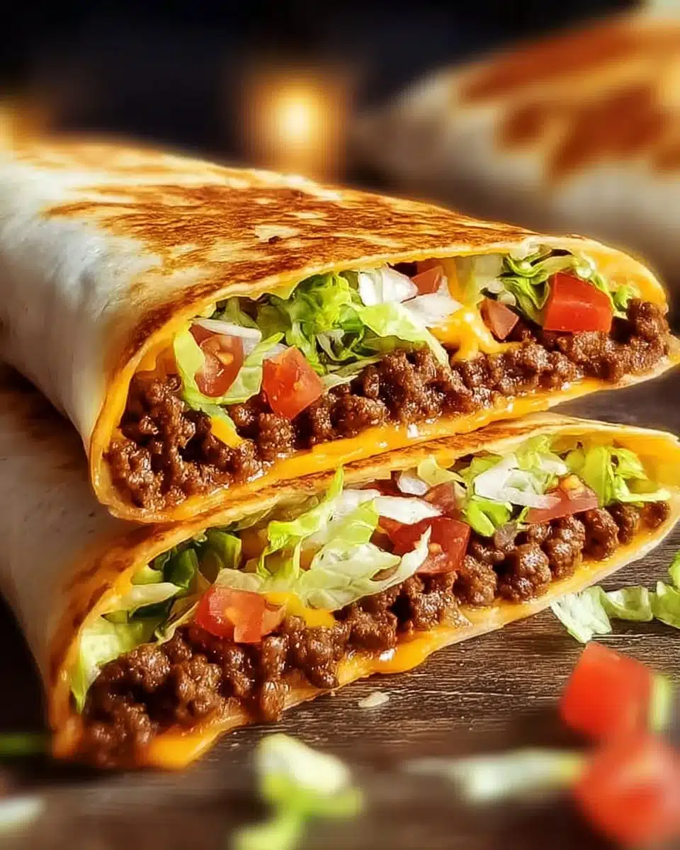 Keto Crunchwraps on a plate with crispy low carb wraps