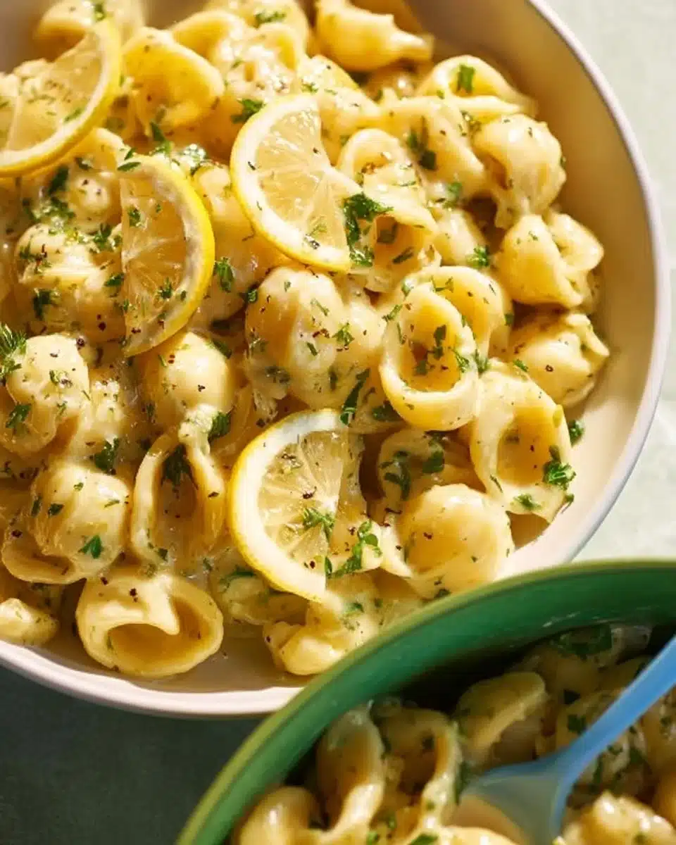 Delicious one pot garlic butter pasta topped with herbs, ready in minutes.