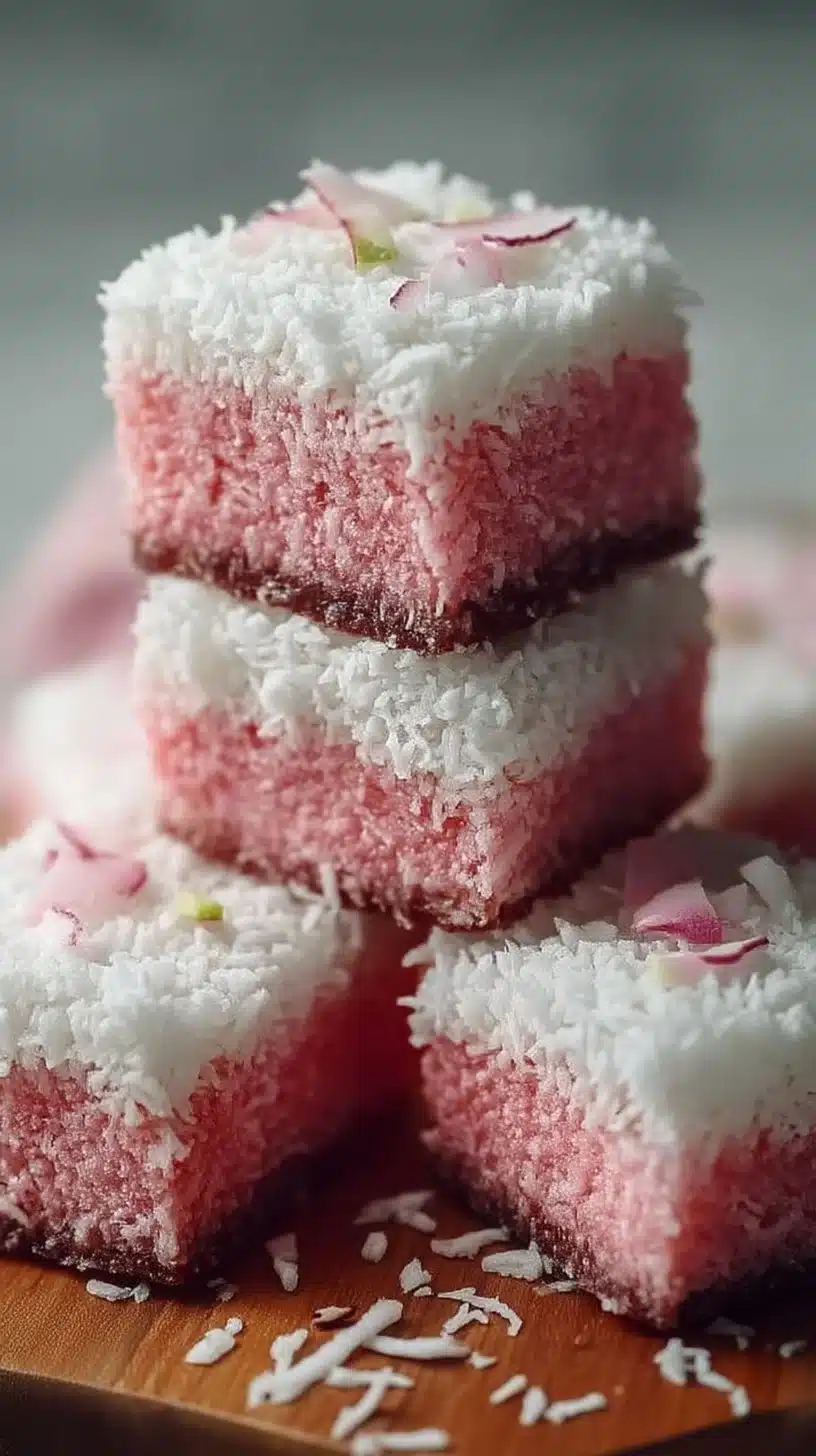 Pink Coconut Snowball Cake Bars