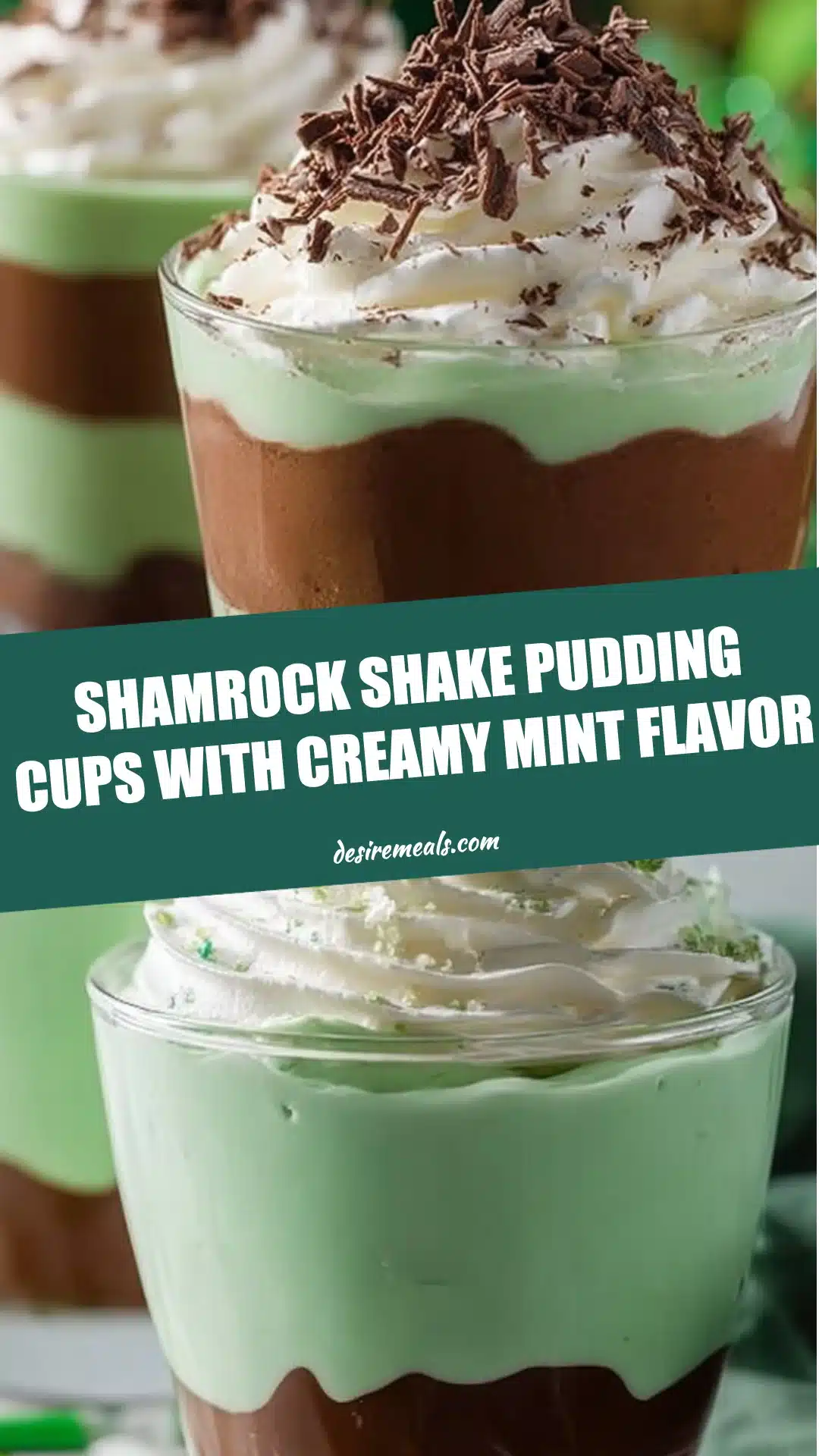 Shamrock Shake Pudding Cups with Creamy Mint Flavor