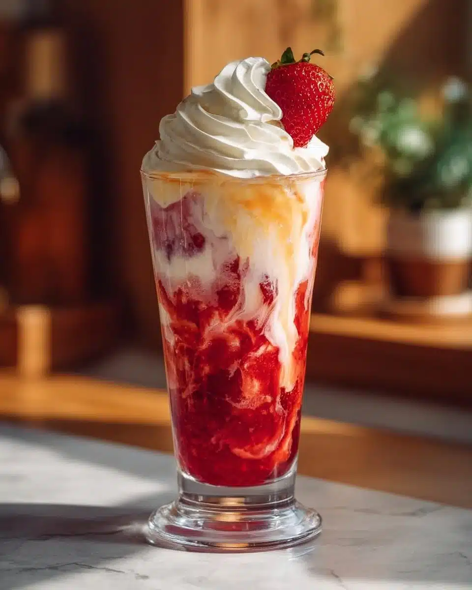 Strawberry Shortcake Dirty Soda - A creamy and fizzy dessert-inspired drink
