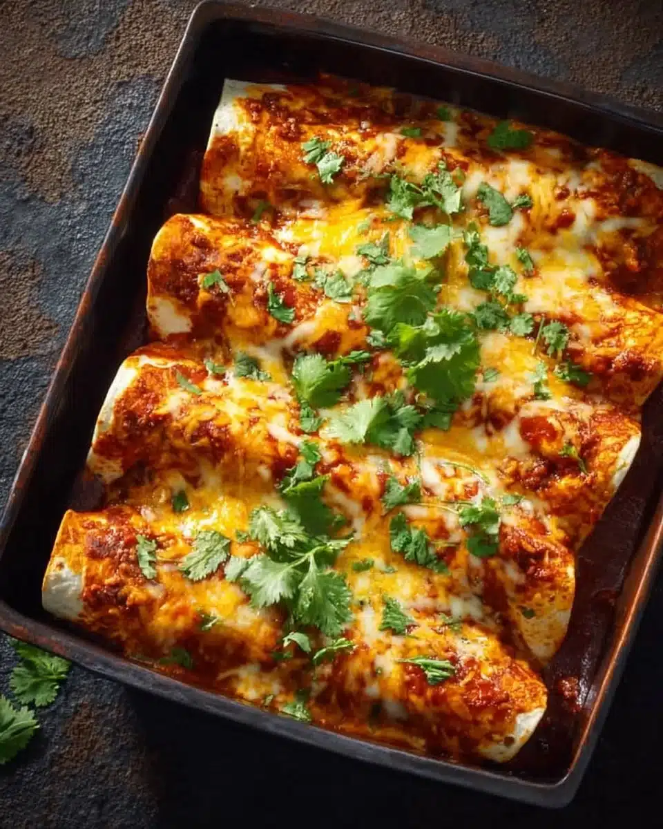 Delicious 5 ingredient beef enchiladas ready for dinner