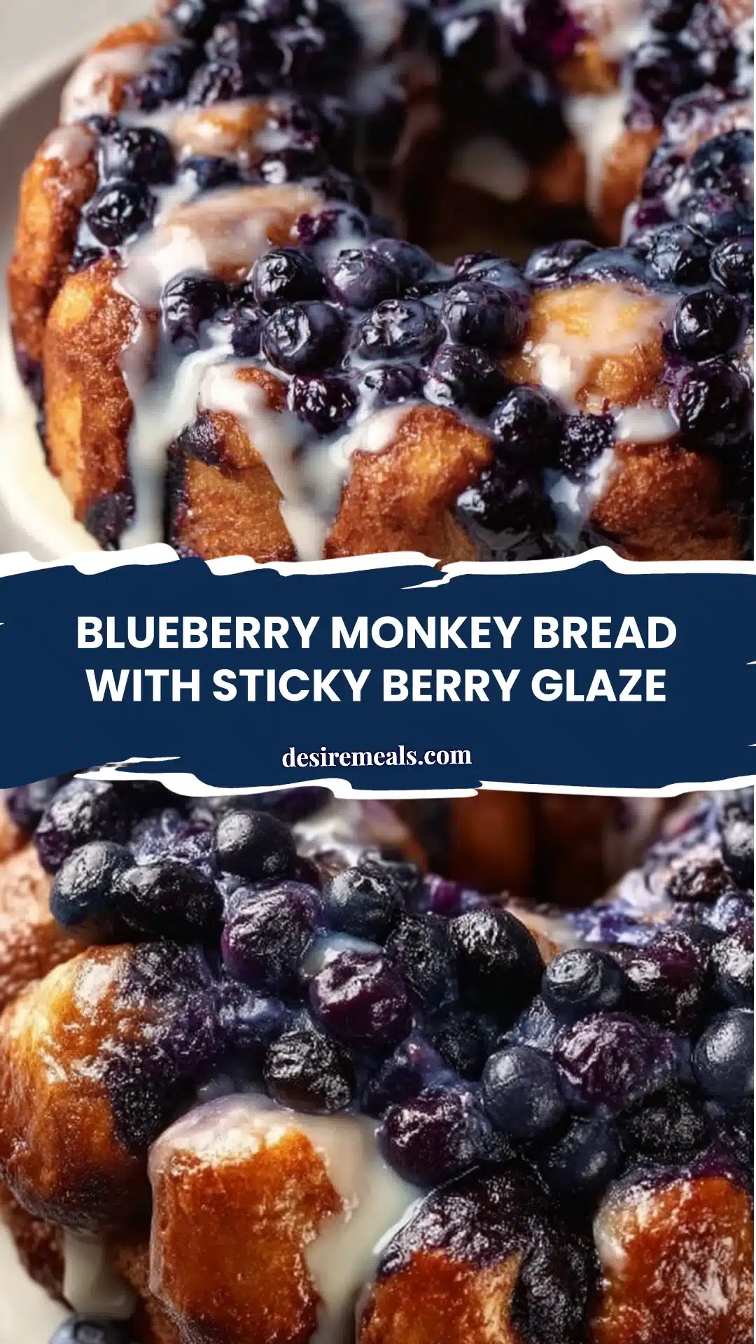 Blueberry Monkey Bread with Sticky Berry Glaze