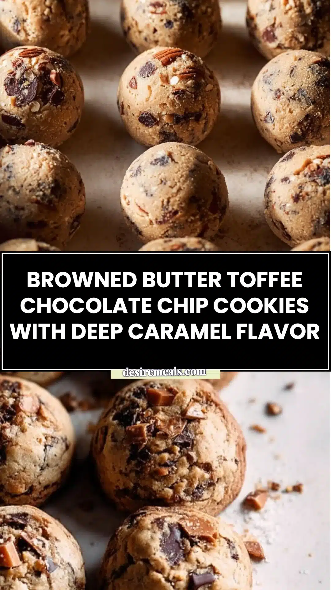 Browned Butter Toffee Chocolate Chip Cookies with Deep Caramel Flavor