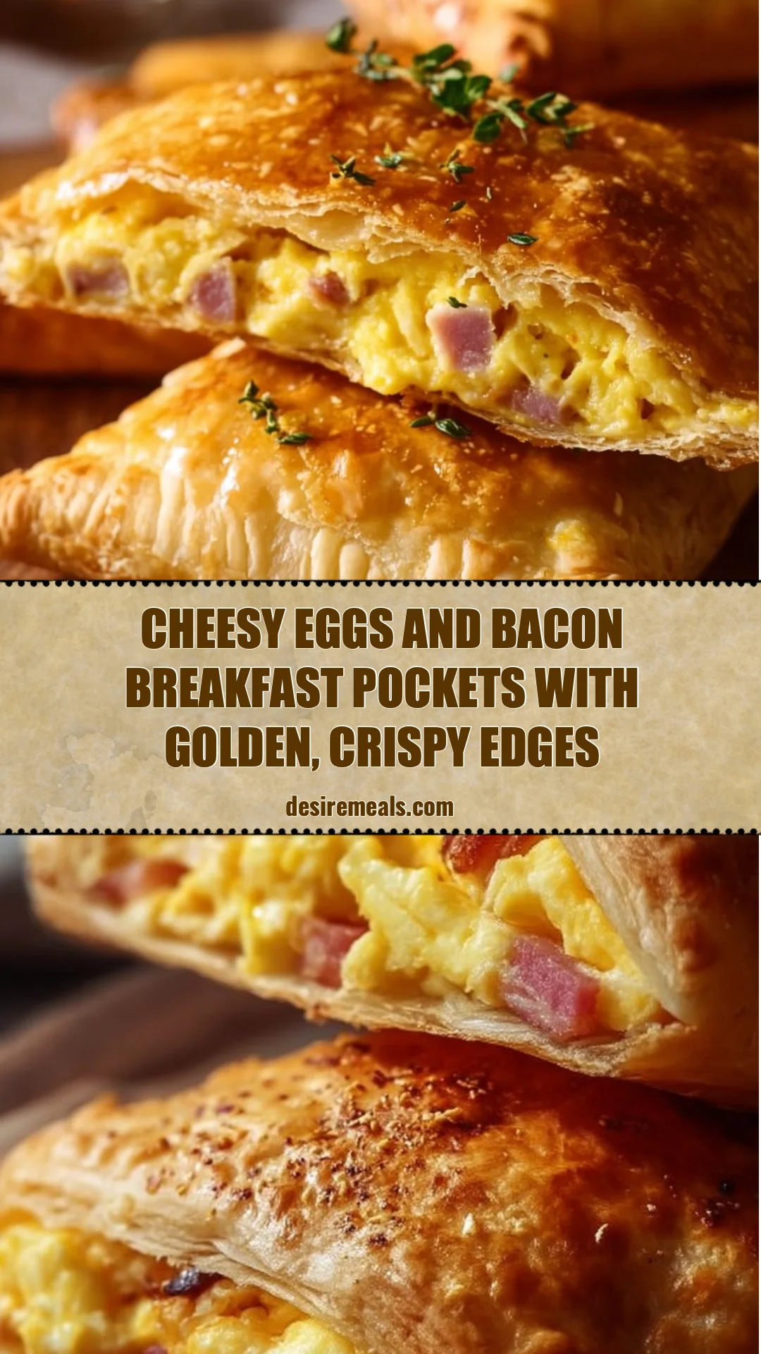 Cheesy Eggs and Bacon Breakfast Pockets With Golden, Crispy Edges
