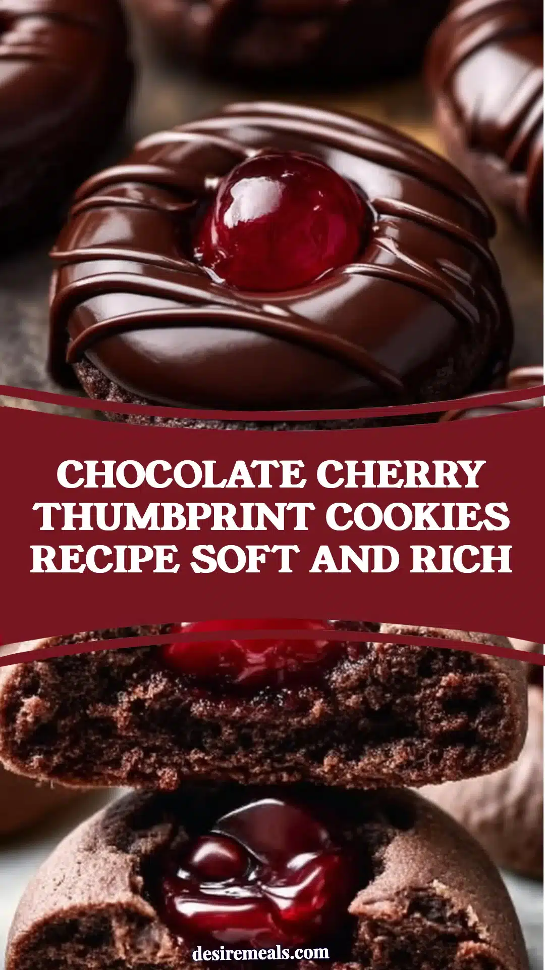 Chocolate Cherry Thumbprint Cookies Recipe Soft and Rich