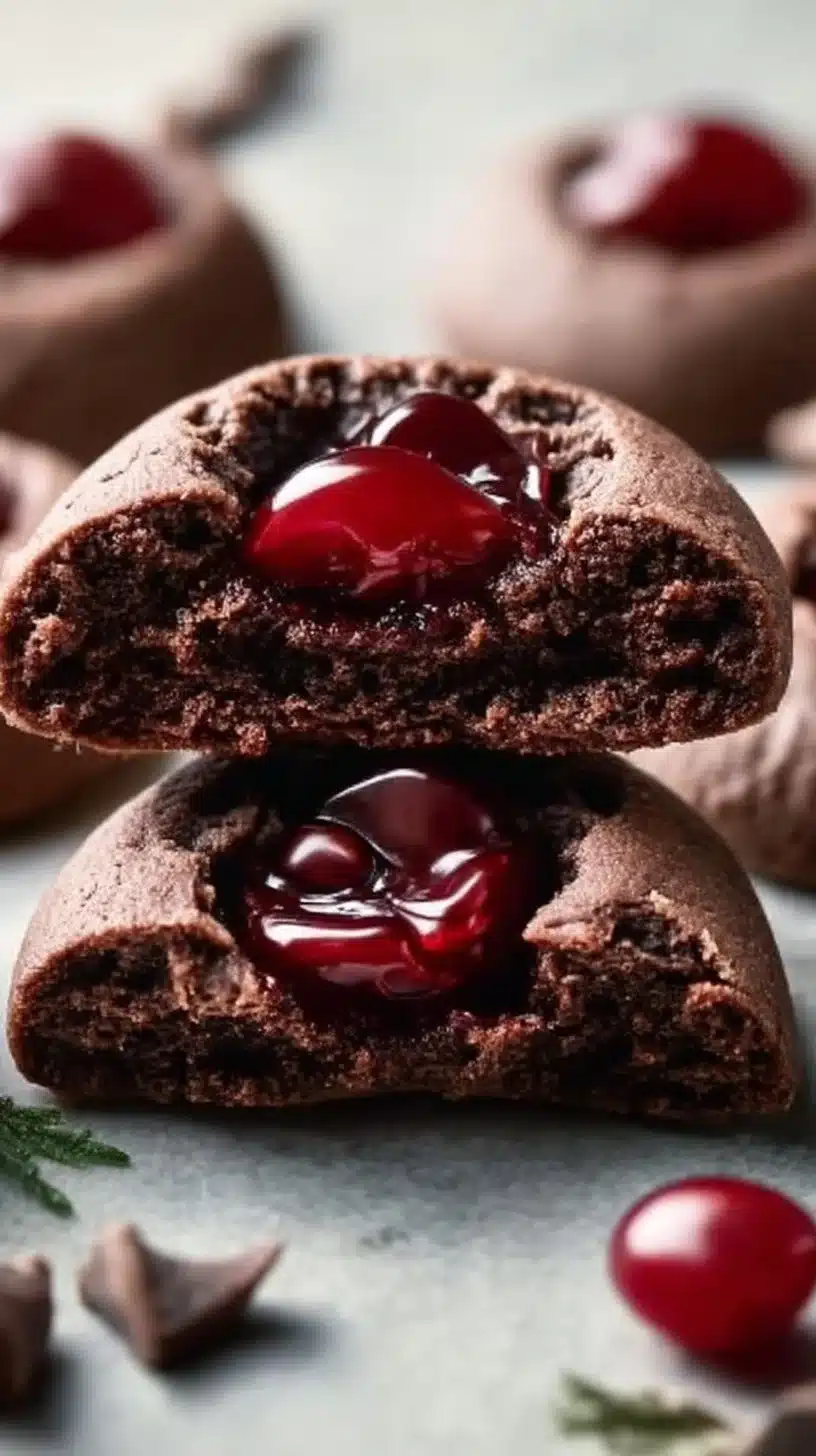 Chocolate Cherry Thumbprint Cookies Recipe