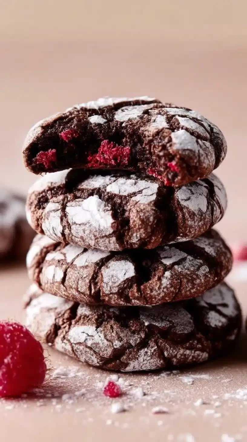 Chocolate Raspberry Crinkle Cookies