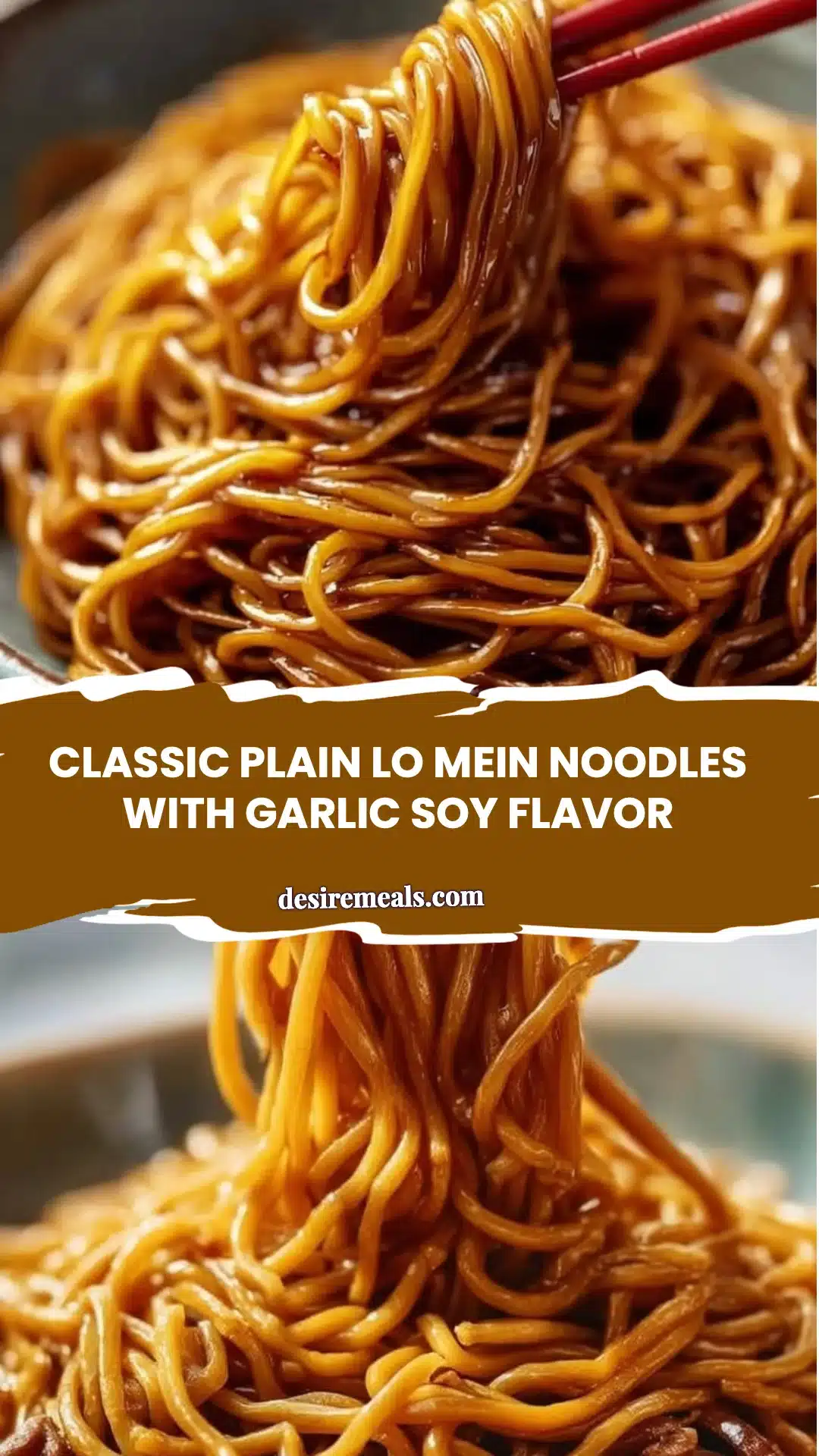 Classic Plain Lo Mein Noodles with Garlic Soy Flavor