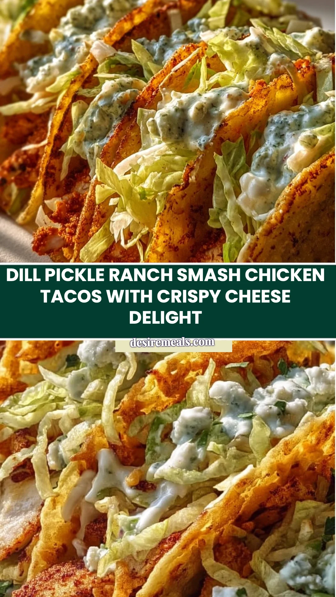 Dill Pickle Ranch Smash Chicken Tacos with Crispy Cheese Delight