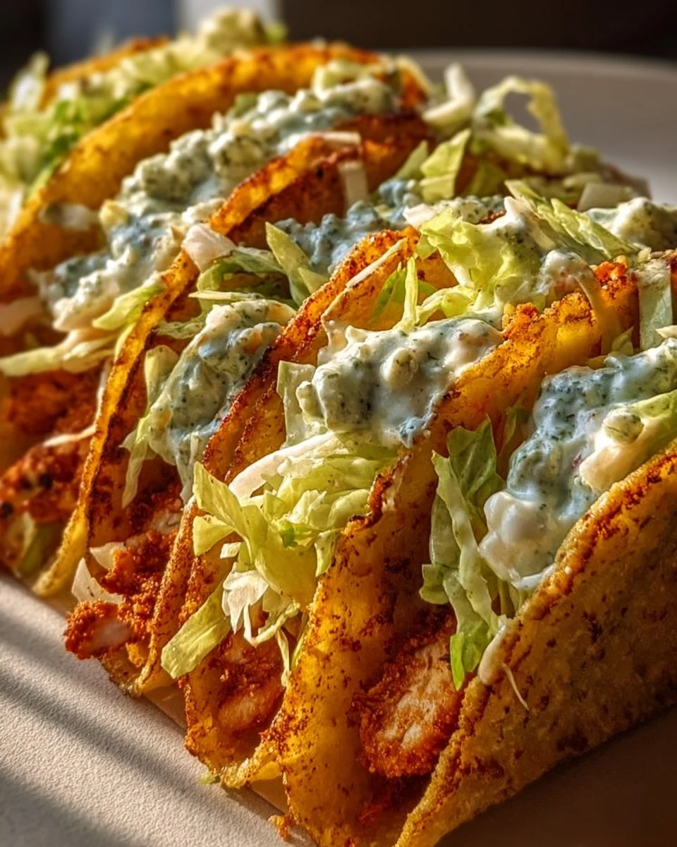 Dill Pickle Ranch Smash Chicken Tacos with Crispy Cheese Delight