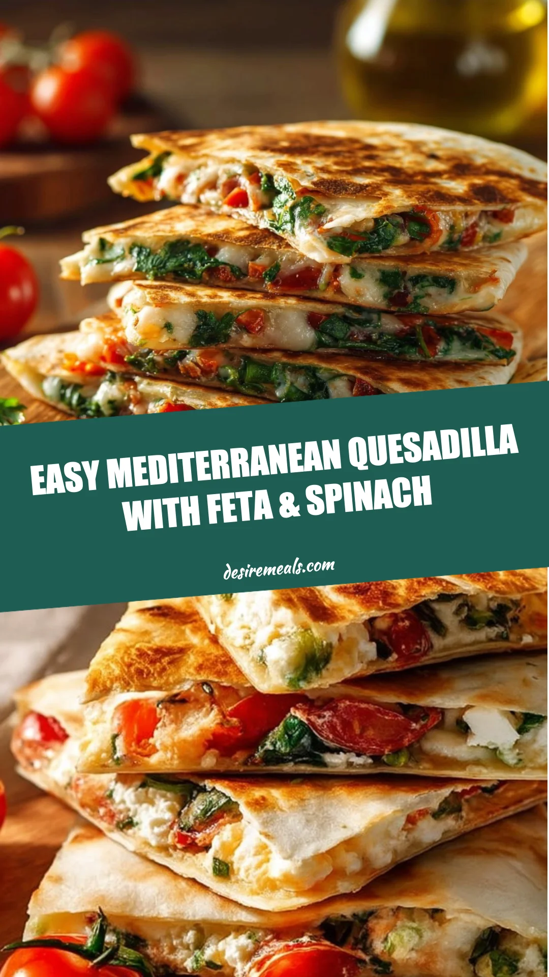 Easy Mediterranean Quesadilla with Feta & Spinach