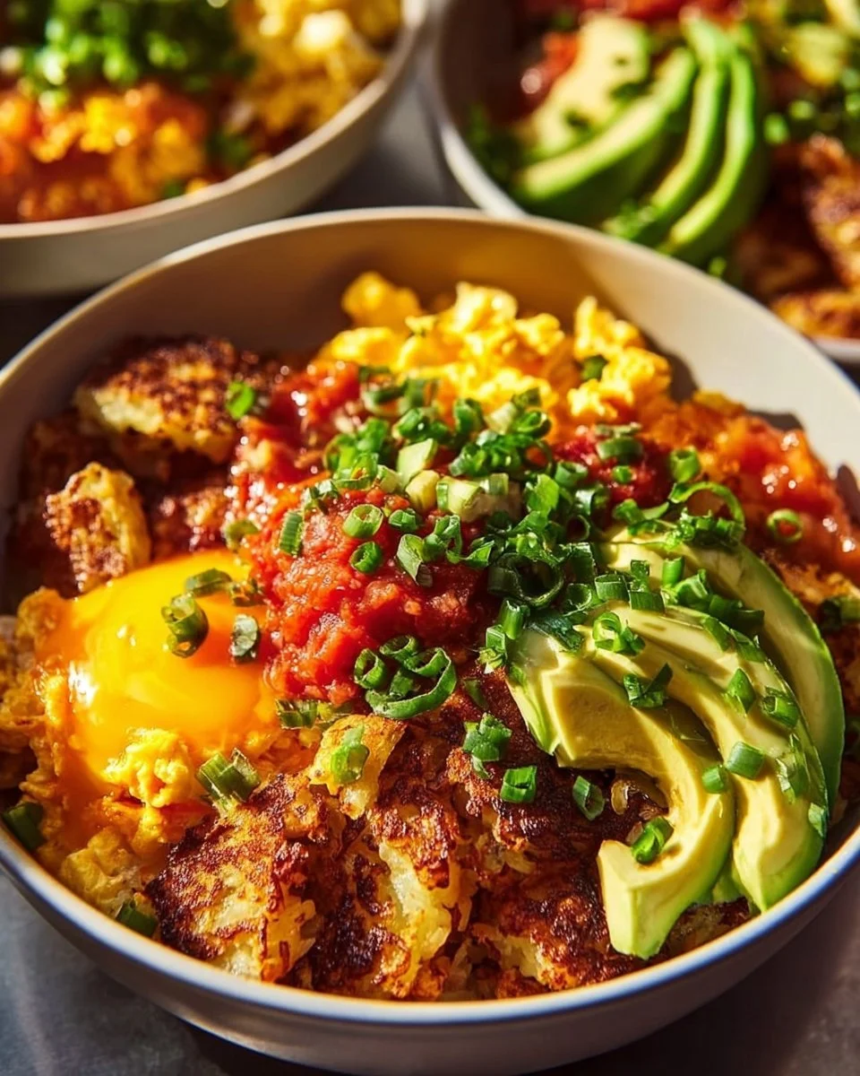 Delicious hash brown breakfast bowls perfect for quick and easy morning meals.