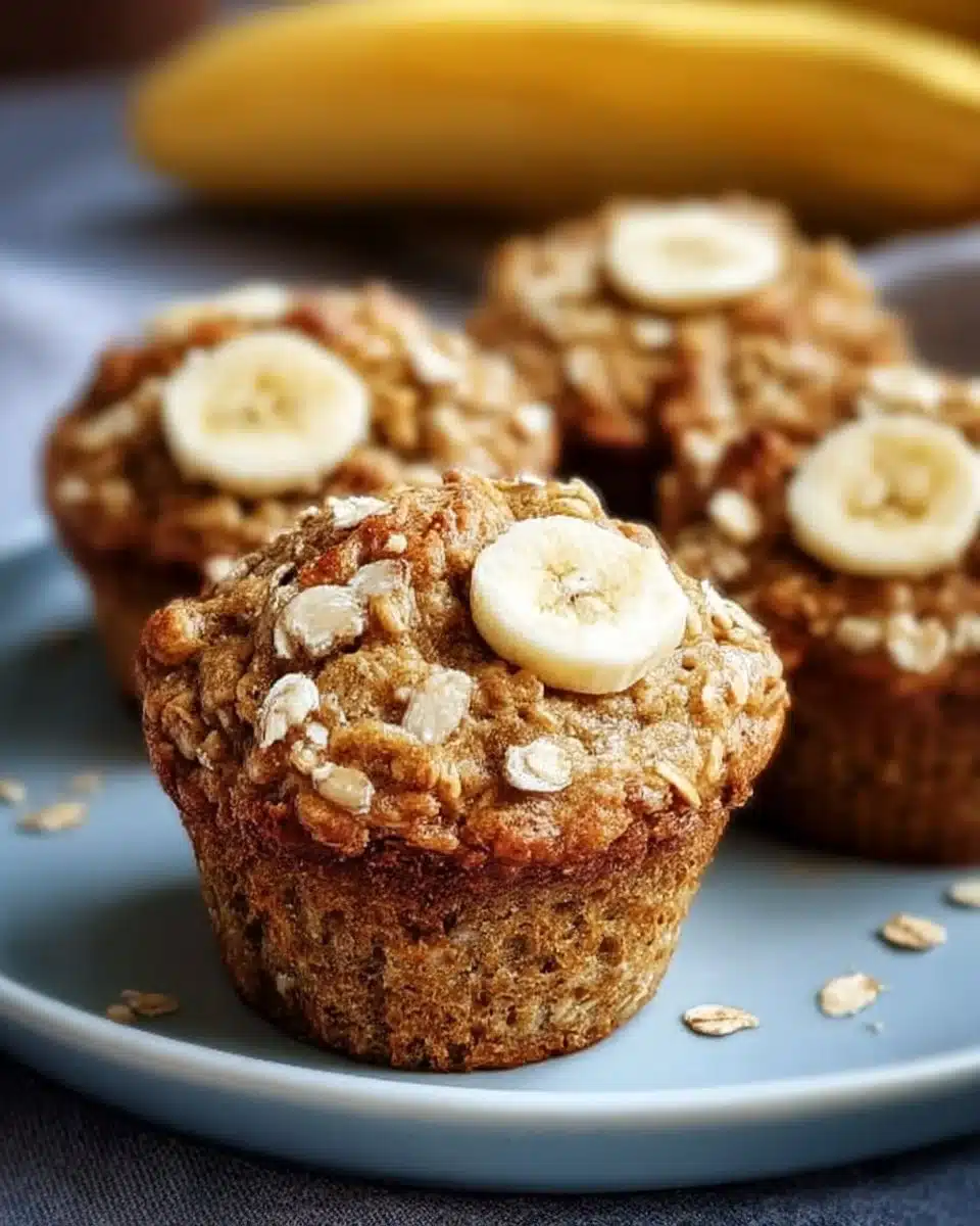 Delicious healthy banana oatmeal muffins ready for breakfast