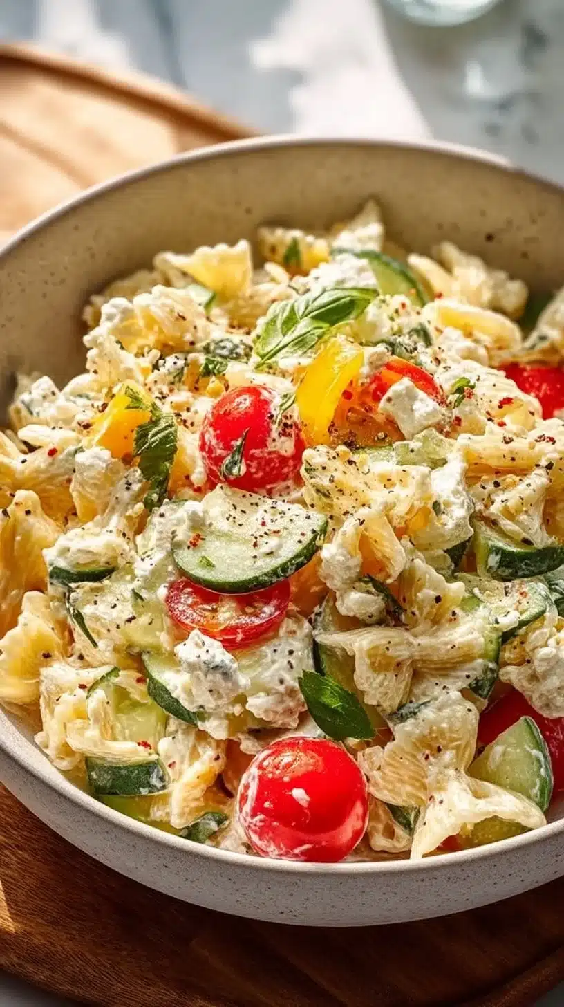 High Protein Cottage Cheese Pasta Salad - theamazingfood