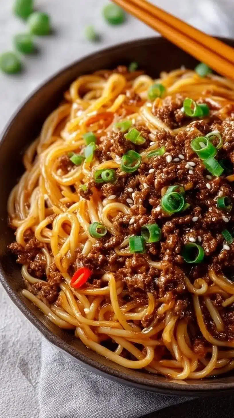 Mongolian Ground Beef Noodles