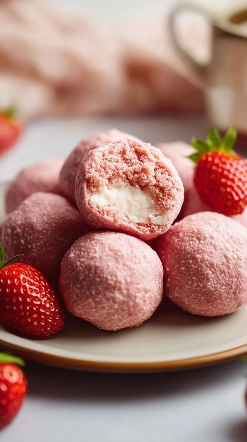 No-Bake Strawberry Cheesecake Protein Balls