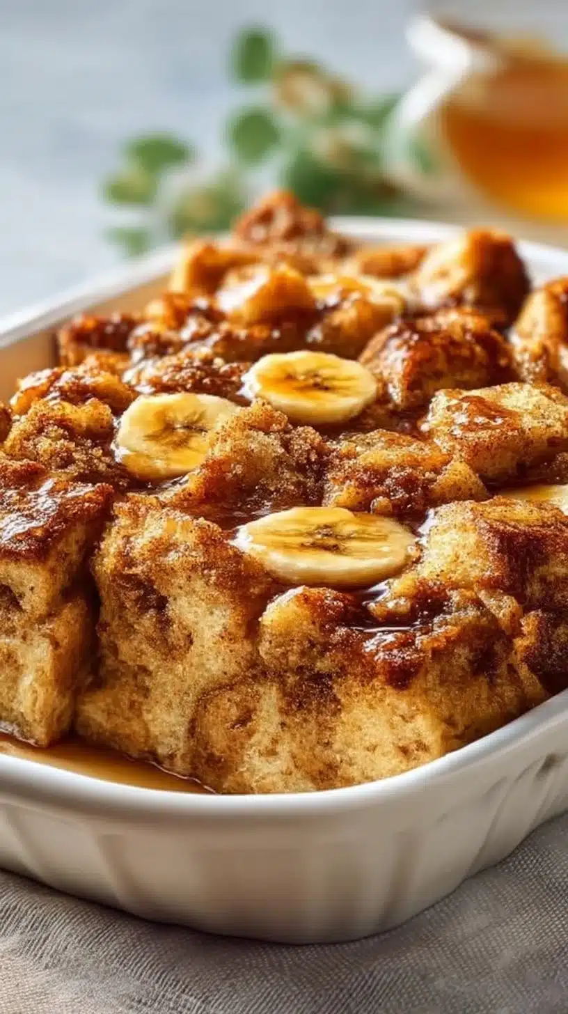 Overnight Baked Banana French Toast Casserole