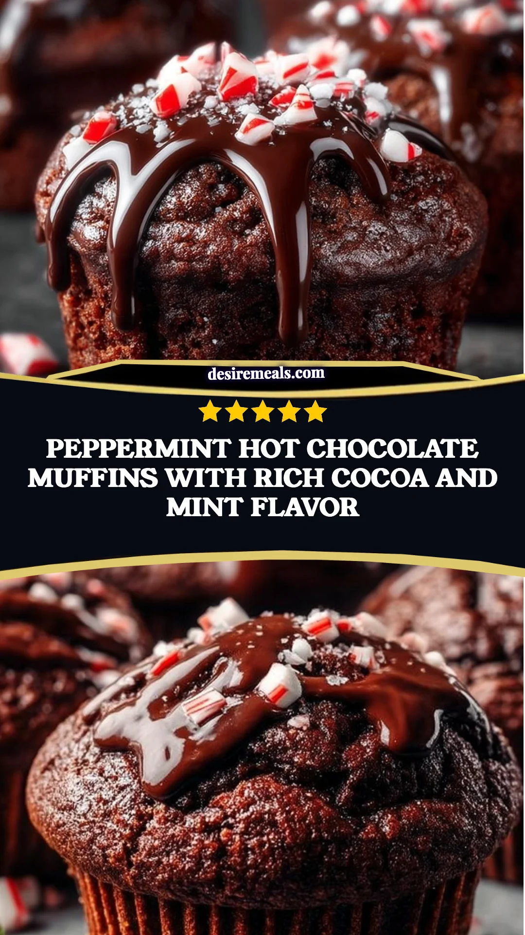 Peppermint Hot Chocolate Muffins with Rich Cocoa and Mint Flavor