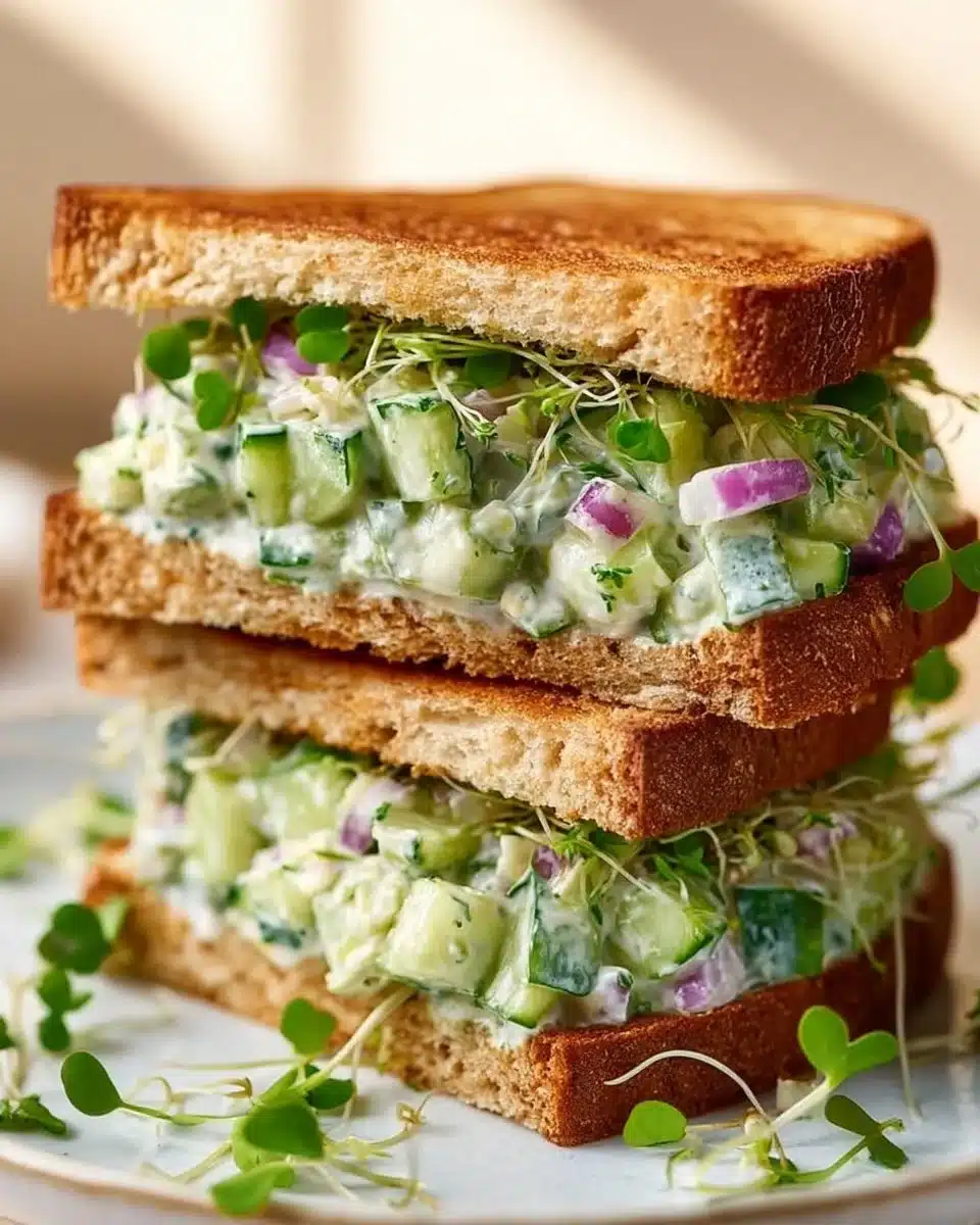 Delicious cucumber salad sandwiches with a crisp texture and fresh ingredients