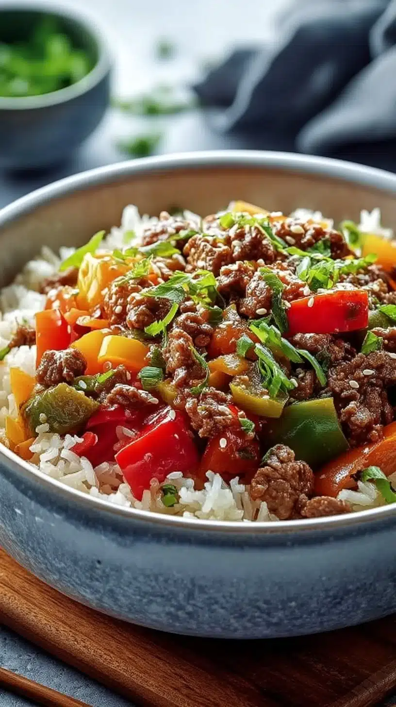 Quick & Easy Beef and Pepper Rice Bowl