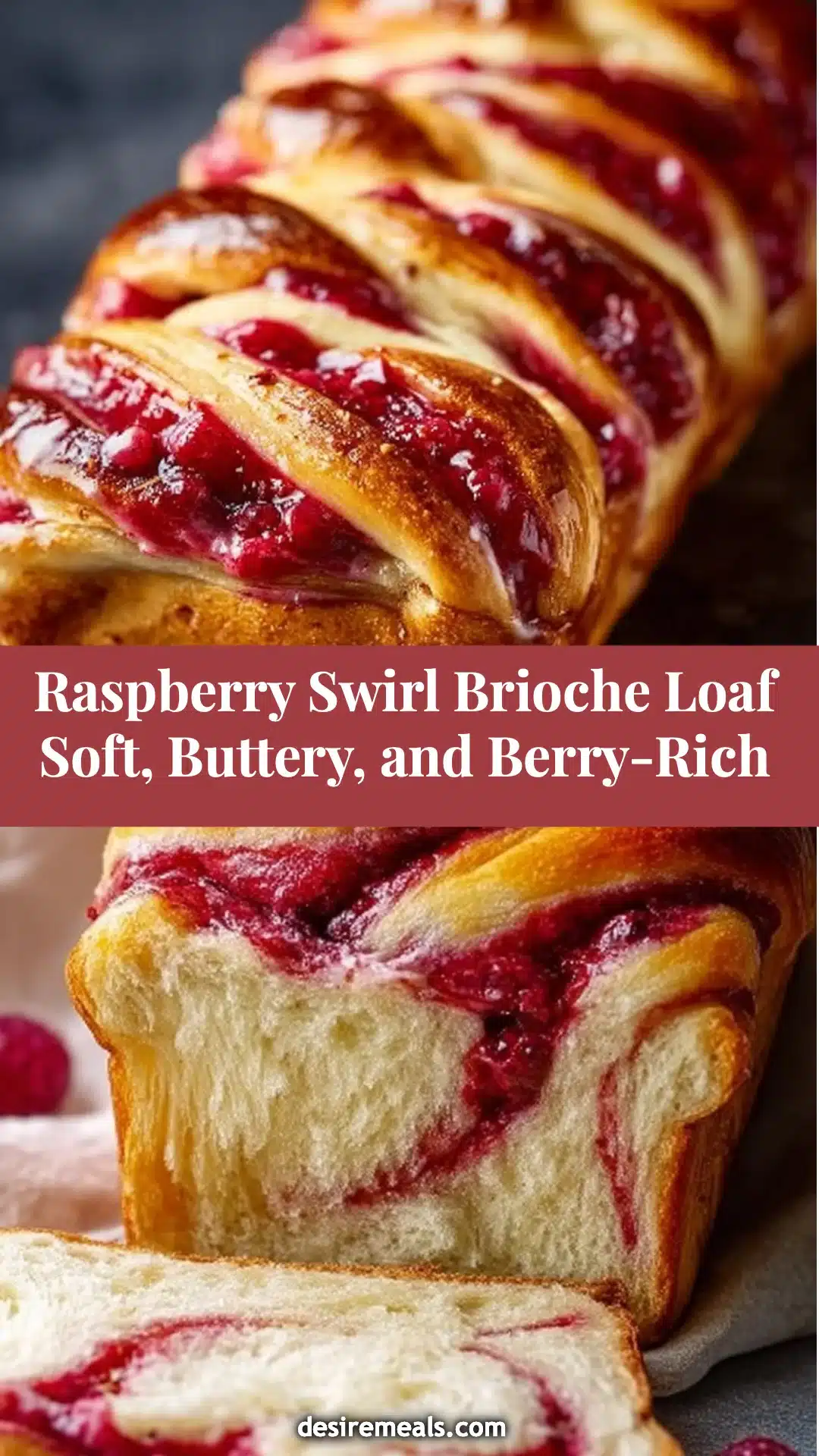 Raspberry Swirl Brioche Loaf Soft, Buttery, and Berry-Rich