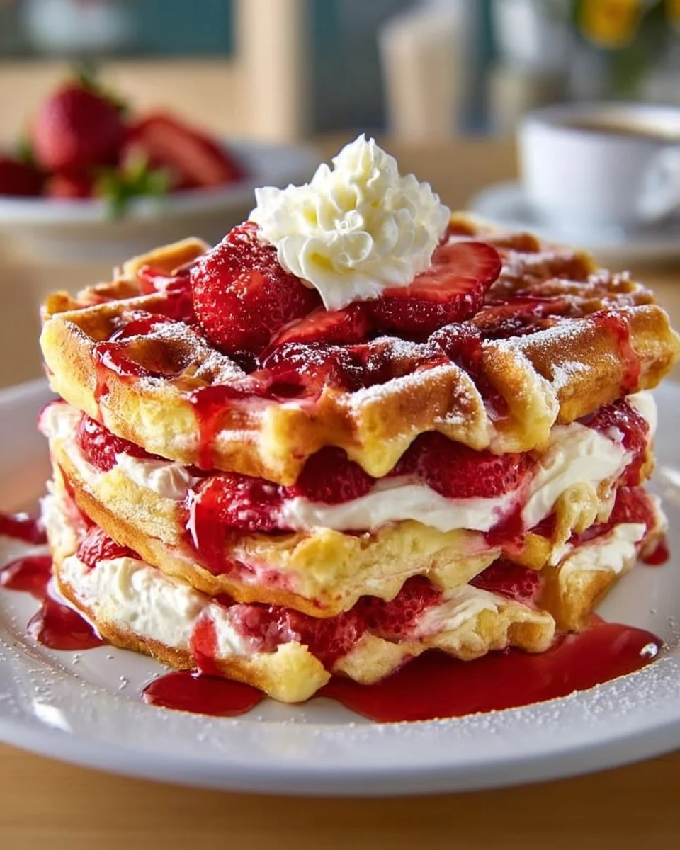 Strawberry Cheesecake Stuffed Waffles