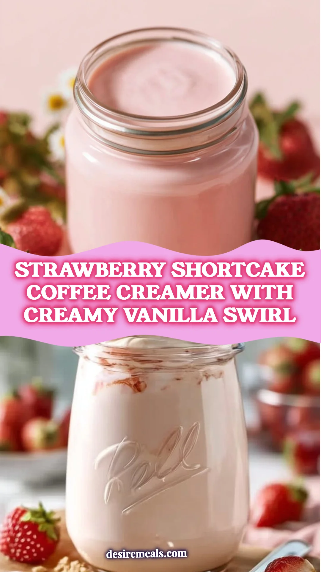 Strawberry Shortcake Coffee Creamer with Creamy Vanilla Swirl