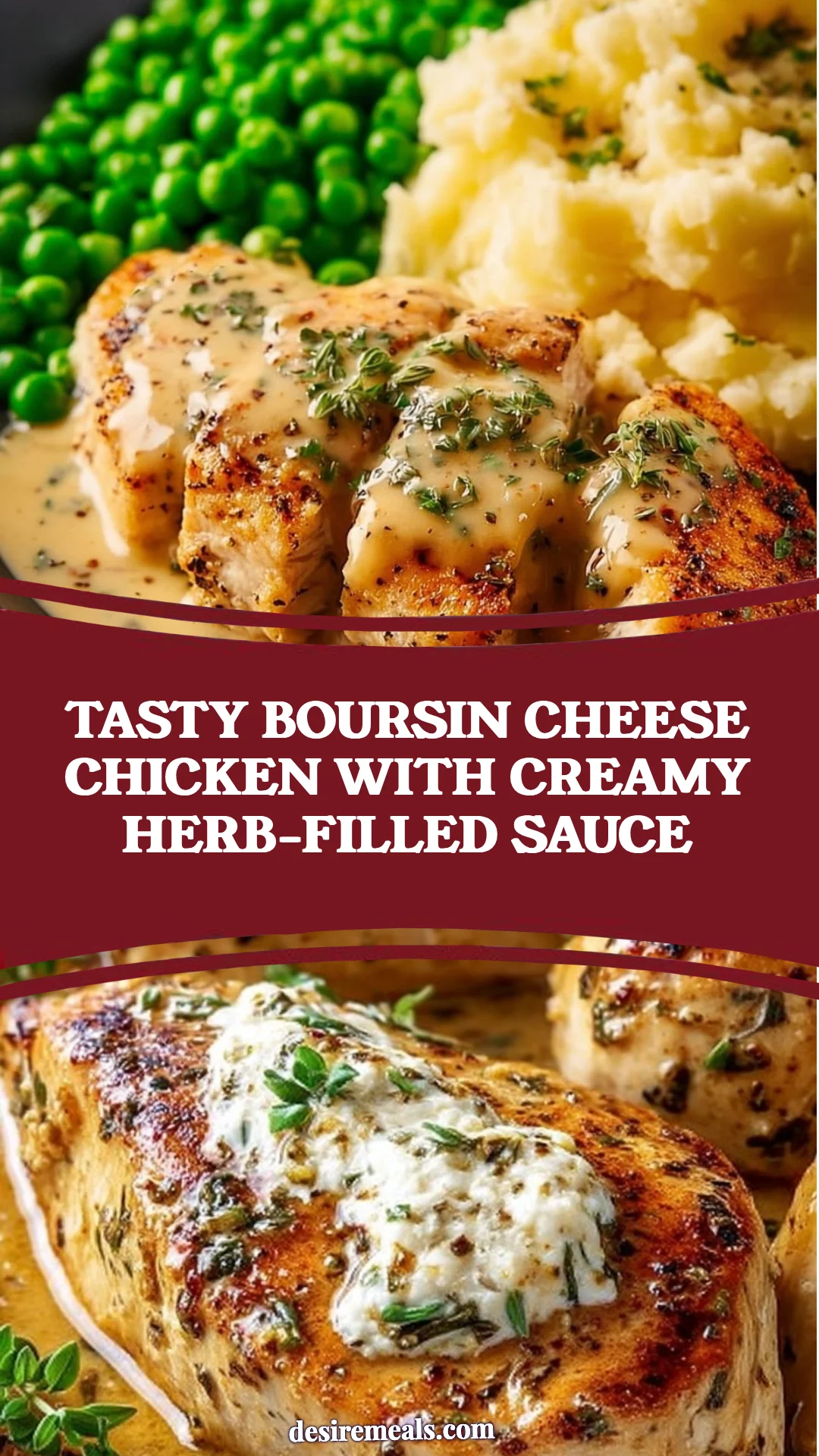 Tasty Boursin Cheese Chicken with Creamy Herb-Filled Sauce