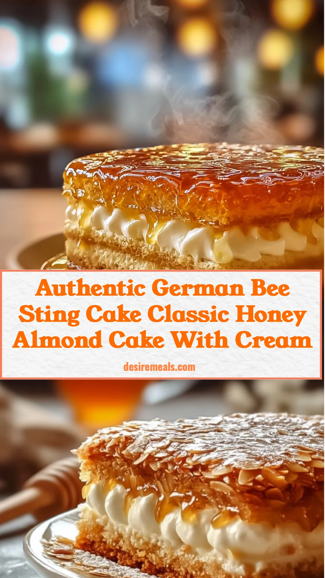 Authentic German Bee Sting Cake Classic Honey Almond Cake With Cream