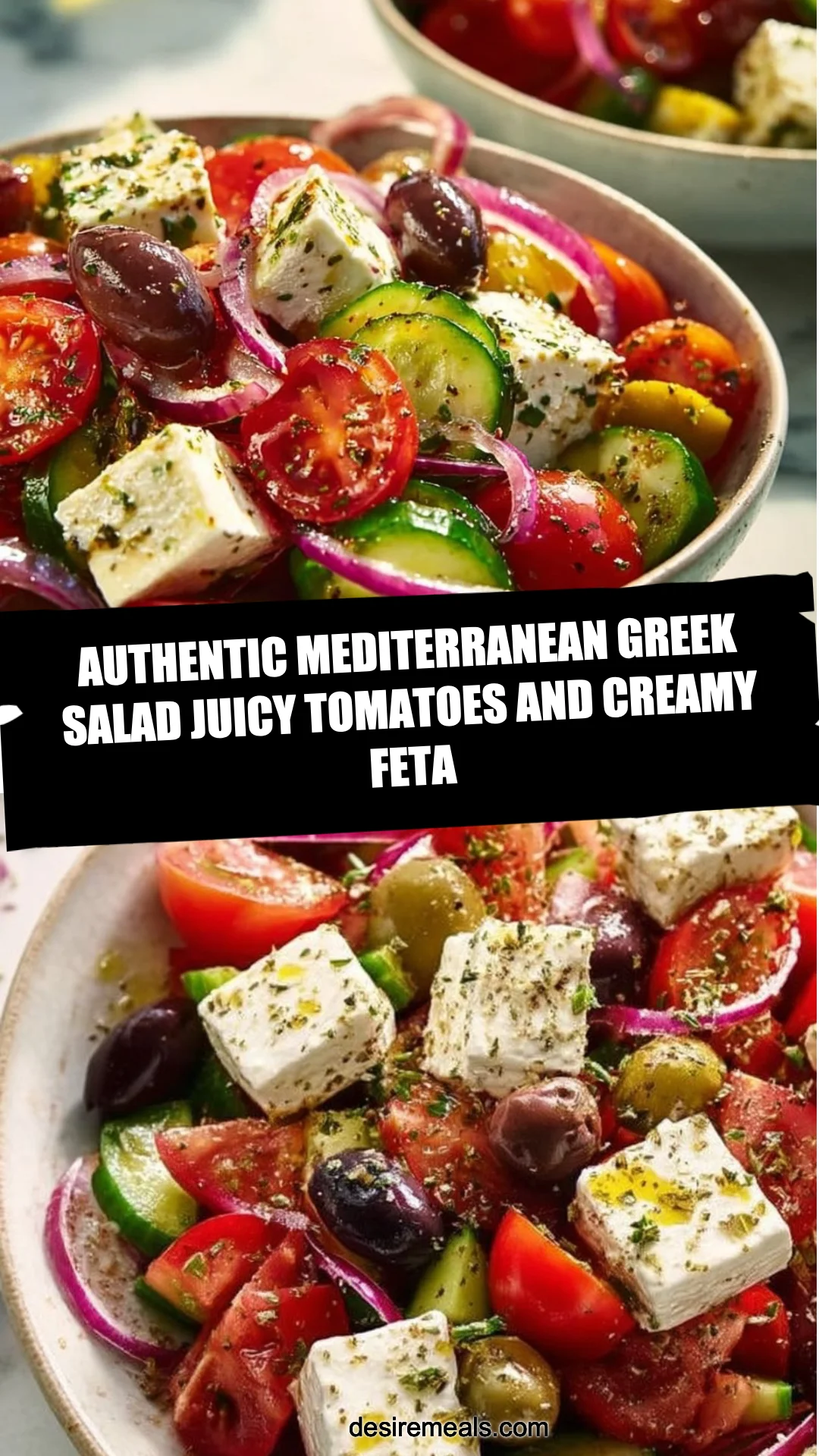 Authentic Mediterranean Greek Salad Juicy Tomatoes and Creamy Feta
