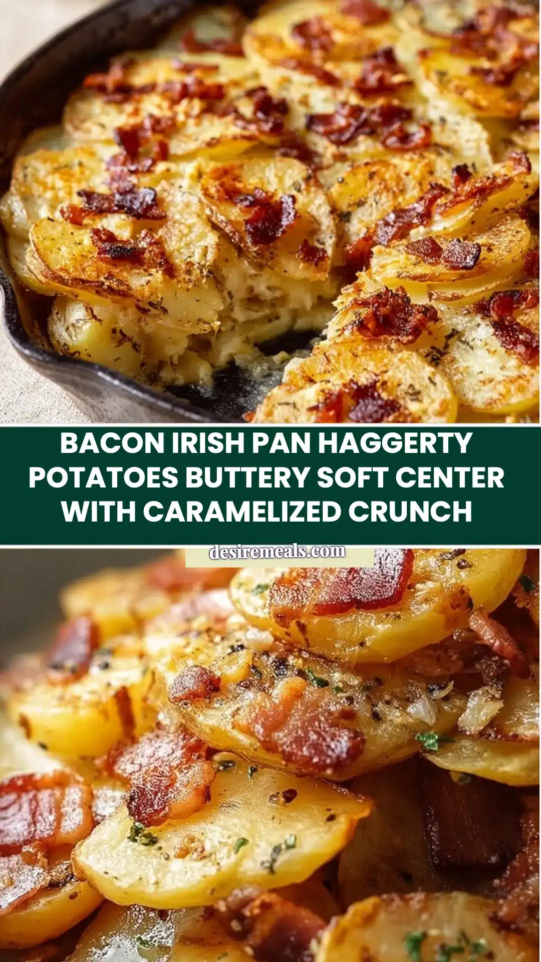 Bacon Irish Pan Haggerty Potatoes Buttery Soft Center with Caramelized Crunch