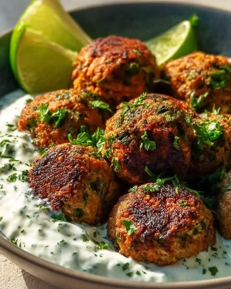Baked Greek Lentil Meatballs with Tzatziki