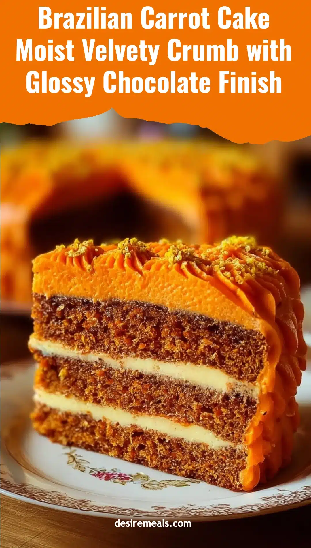 Brazilian Carrot Cake Moist Velvety Crumb with Glossy Chocolate Finish